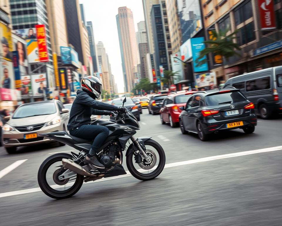 Files vermijden met motorfiets in de stad