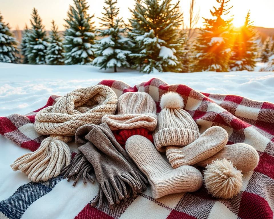 Warme winteraccessoires voor lange dagen buiten