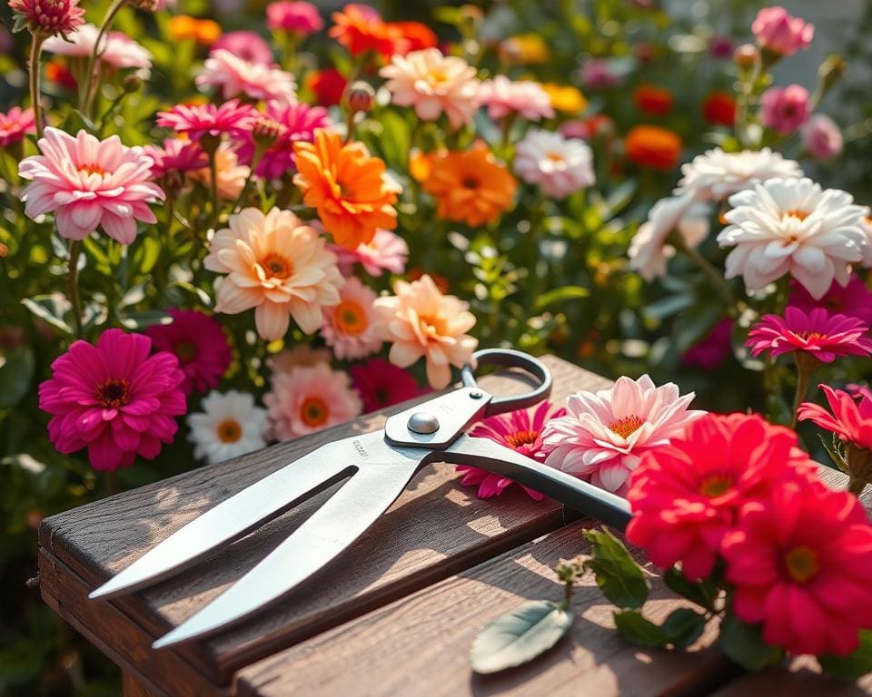 Snoeischaren voor het onderhoud van een bloeiende tuin