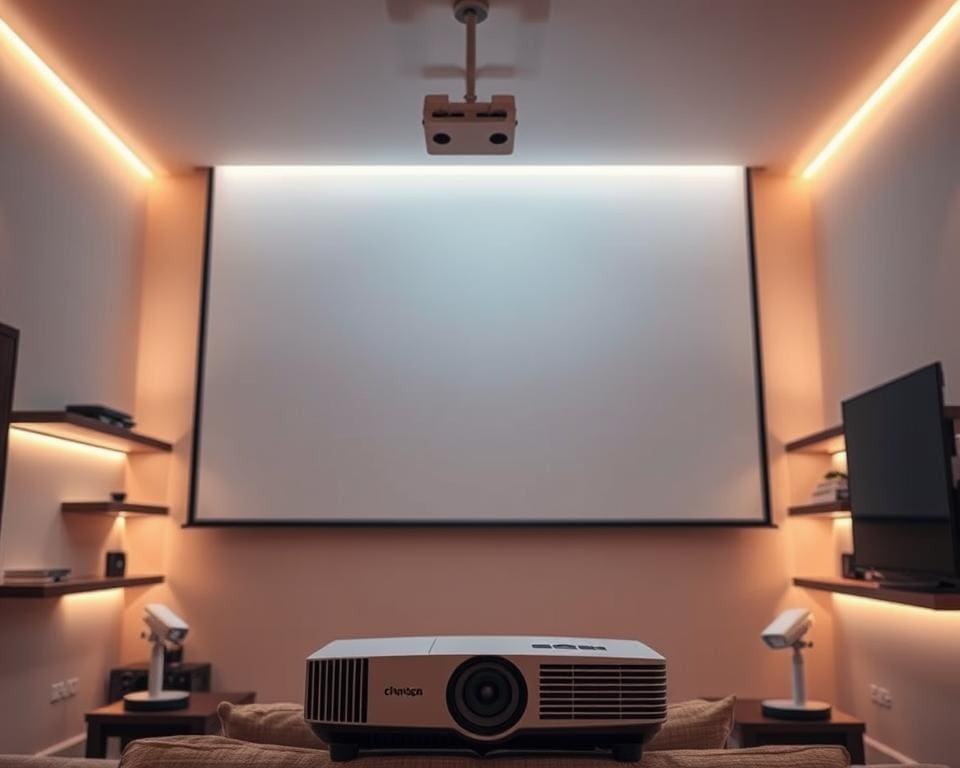 energiezuinige home cinema met projectoren en beveiligingscamera