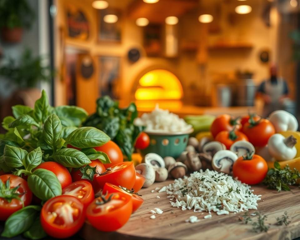 verse ingrediënten en lokale pizzeria's
