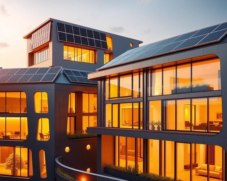 Slimme gebouwen met geïntegreerde zonnepanelen