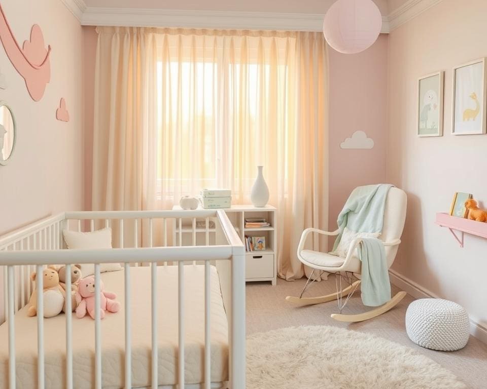 Babykamer decoreren met zachte tinten